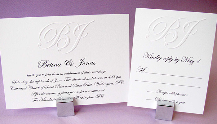 Custom Embossed Monogram Wedding Invitation Custom Embossed Monogram 