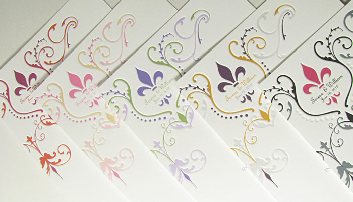 Fleurdelis in Many Colors Fleur de lis wedding invitation colors