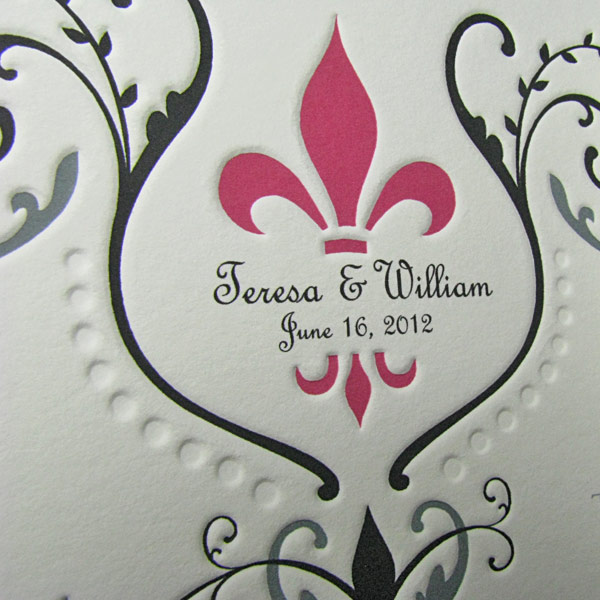 Fleur de lis wedding invitations in 2012 colors