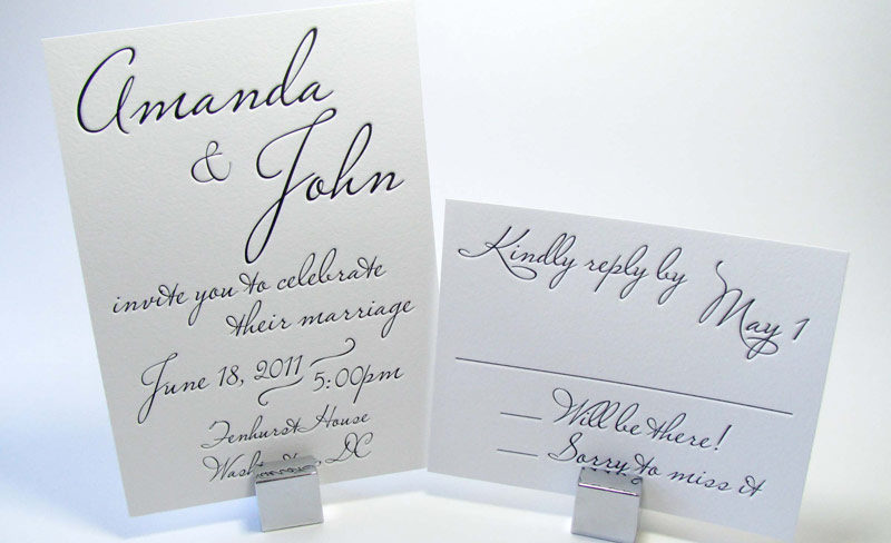 Custom Typography Pressed Wedding Invitation Handwriting Wedding 