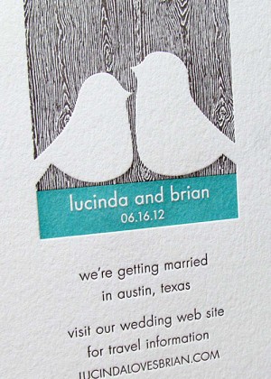 Love Birds Letterpress Wedding Invitation Love Birds Wedding Invitation 