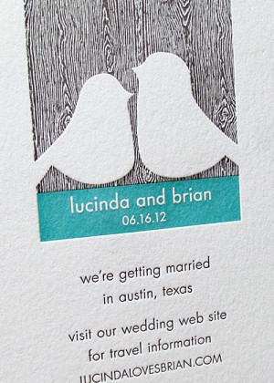 Love Birds Letterpress Wedding Invitation Love Birds Wedding Invitation