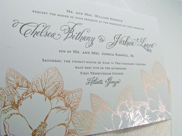 Magnolia luxury wedding invitations Magnolia Flowers Invitation in Pink 