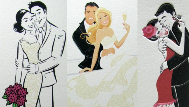 Astrid specializes in custom couple wedding illustrations for invitations 