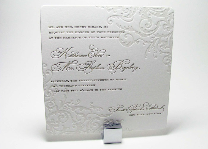 Elegant letterpress wedding invitations