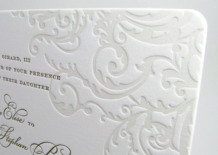 Elegant letterpress wedding invitations