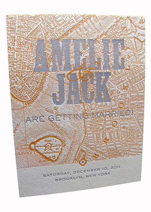 Modern letterpress wedding invitations