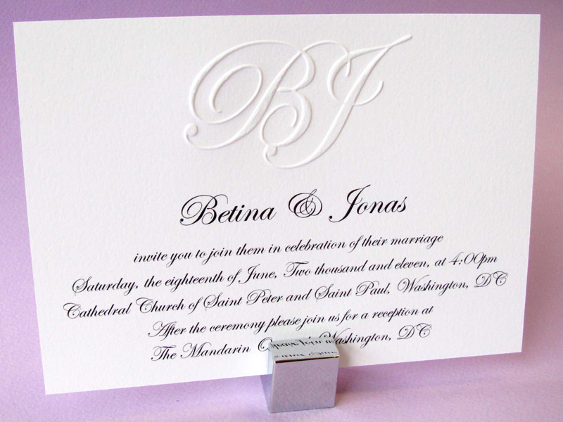 Custom Embossed Monogram Wedding Invitation | Digby & Rose Invitations DC