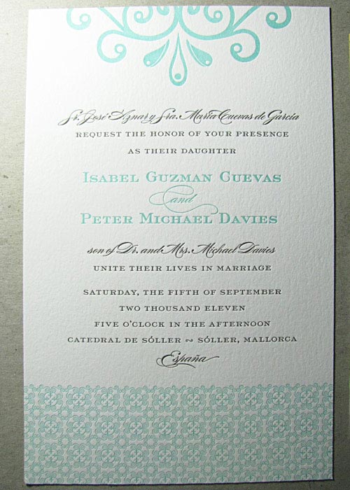 Mexico Destination Wedding Invitations Spanish Style Letterpress Wedding 