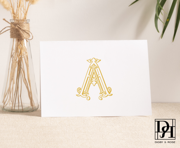 AA monogram notecards for gifts and weddings.