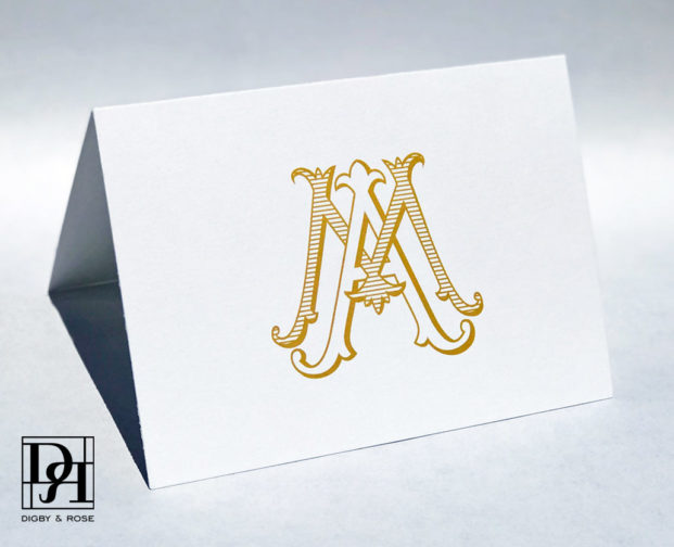 AM MA monogram notecards