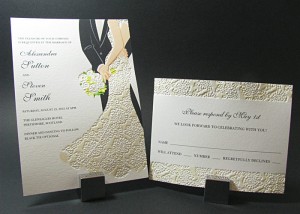 Letterpress Light Wedding Dress Formal Invitation