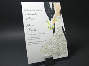 Letterpress Light Wedding Dress Formal Invitation
