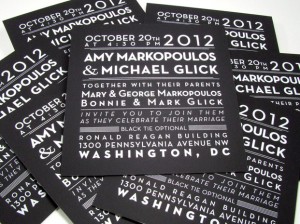 Black and white foil stamp invitation