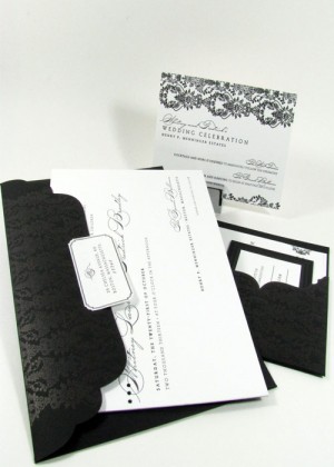 Black and white wedding invitations