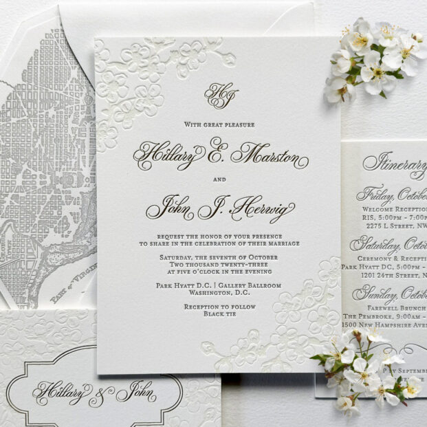 Cherry blossom wedding invitations