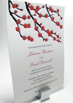 Cherry blossom luxury wedding invitations