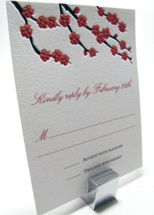 Cherry blossom reply card