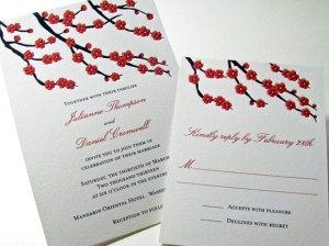 Cherry blossom wedding invitations