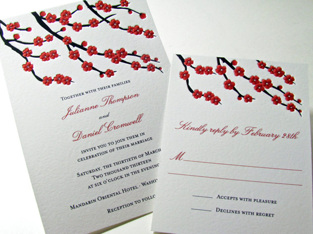 Cherry Blossom Wedding Invitation | Digby & Rose Invitations DC