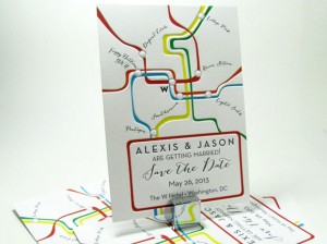 Washington DC metro map save the date invitation