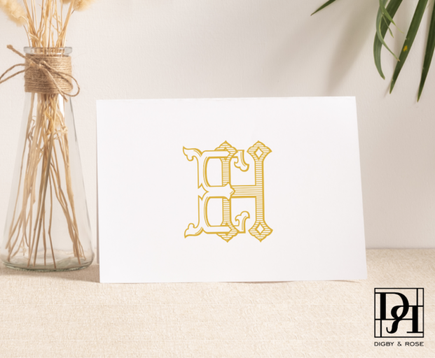 EH monogram HE monogram custom notecards and stationery