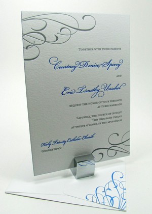 Elegant letterpressed wedding invitations
