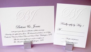 Custom Embossed Monogram Wedding Invitation