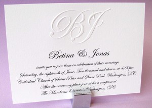 Custom Embossed Monogram Wedding Invitation