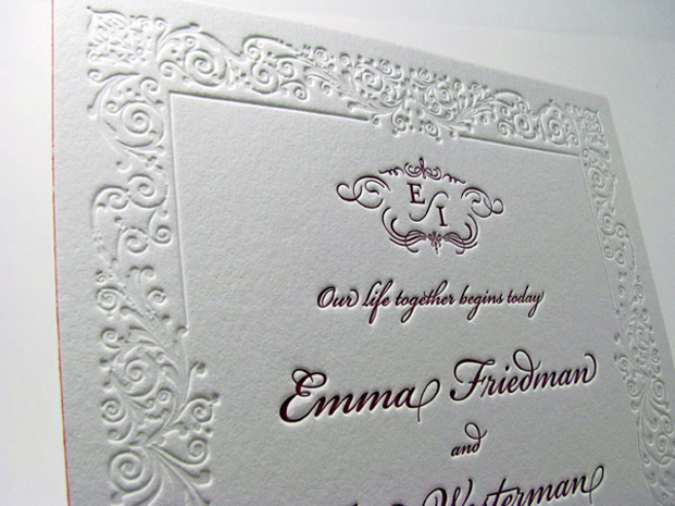 Filigree border luxury wedding invitations