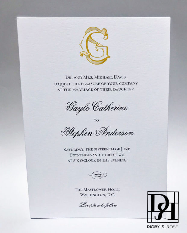 SG monogram GS monogram classic wedding invitations