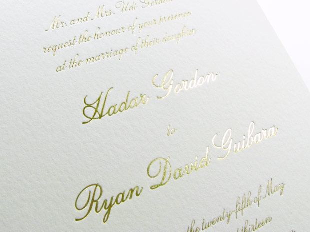 Gold printing wedding invitations