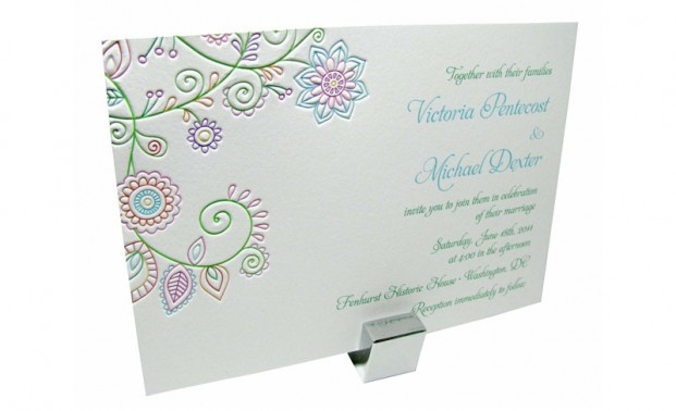 Henna flowers wedding invitation