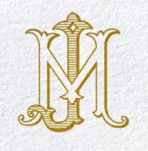 Custom MJ or JM vintage antique retro monogram initials