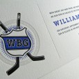 Letterpress hockey bar mitzvah invitations