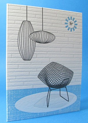 Letterpress Bertoia and Nelson Mid Century Modern Room Notecards