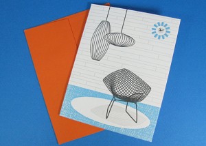Letterpress Bertoia and Nelson Mid Century Modern Room Notecards