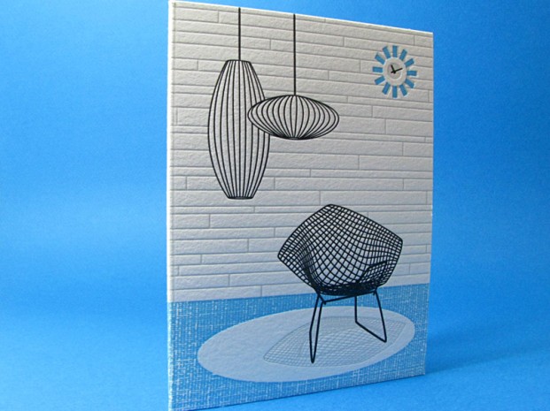 Letterpress Bertoia and Nelson Mid Century Modern Room Notecards