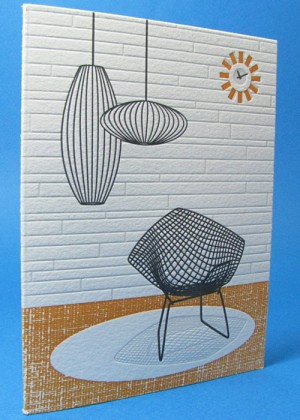Letterpress Bertoia and Nelson Mid Century Modern Room Notecards