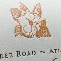 Magnolia foil stamp wedding invitations