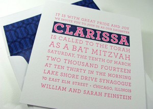 Mitzvah invitations custom envelope liner