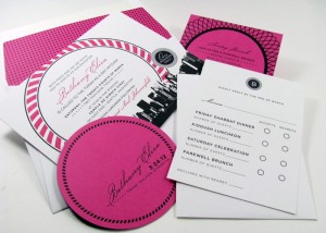 Modern pink bat mitzvah invitations