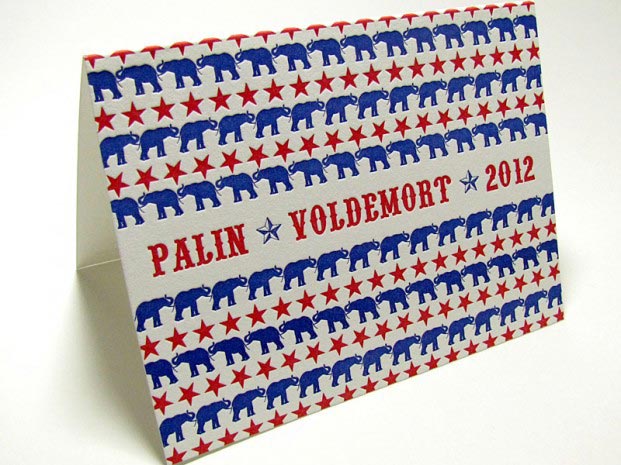 Palin Voldemort 2012 Letterpress Greeting Cards