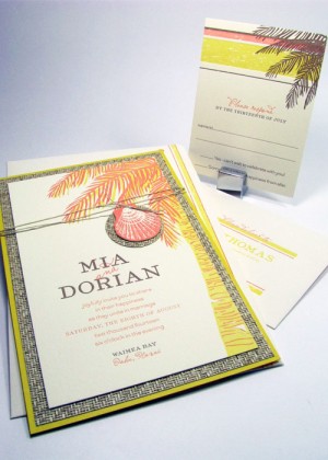 Palm tree luxury wedding invitations