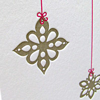 Letterpress Gold Snowflakes Ornament Christmas Card