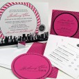 Pink and black bat mitzvah invitations