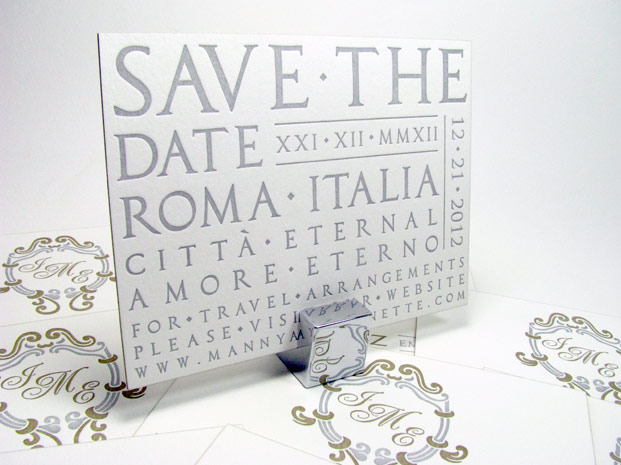 Rome letterpress save the dates