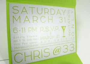 Silver paper birthday invitation