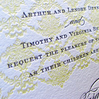 Letterpress Damask Traditional Wedding Invitations