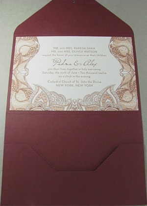 Mehindi Letterpress Wedding Invitation